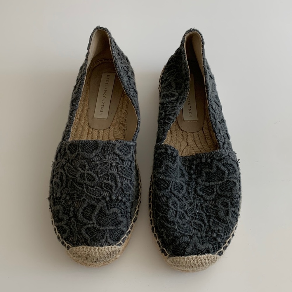 Well loved Stella McCartney authentic gray embroidered espadrilles shoes 7.5
